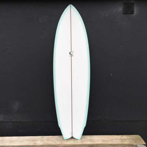 A photo of a handshaped fish surfboard by ziran